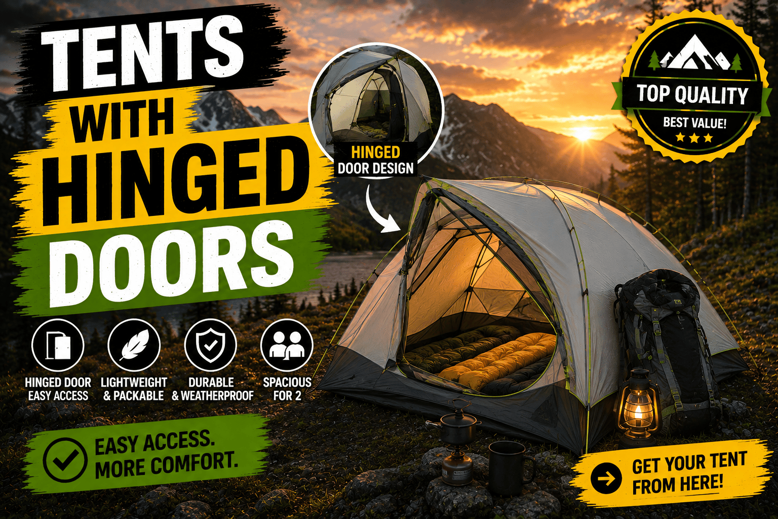 tents with hinged doors